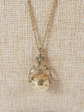 NWT 1928 Three Locket Spinner Pendant Goldtone Necklace